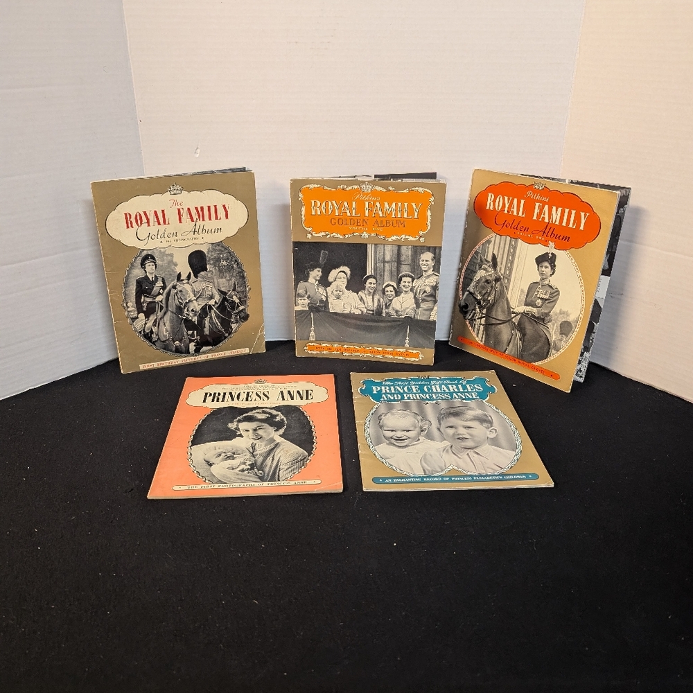 Pitkin Royal Family Golden Album Book Lot Vols 1 , 2, 5, Charles , Anne, Queen
